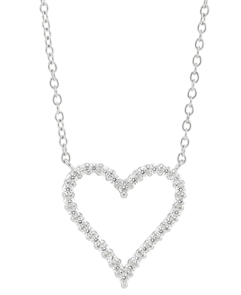 Diamond Heart 18" Pendant Necklace (1/4 ct. t.w.) in Sterling Silver