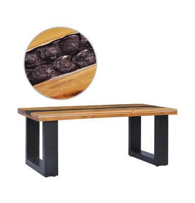 Coffee Table 39.3"x19.6"x15.7" Solid Teak Wood and Polyresin