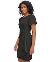 Dkny Petite Puff-Sleeve Side-Ruched Dress