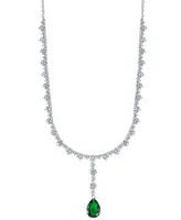 Giani Bernini Cubic Zirconia Teardrop 18" Lariat Necklace in Sterling Silver, Created for Macy's