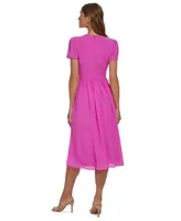 Dkny Women's Short-Sleeve V-Neck Midi Dress