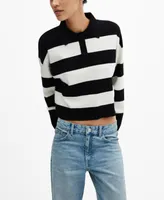 Mango Women's Striped Polo-Neck Sweater