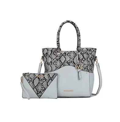 Mkf Collection Iris Snake Embossed Women s Tote Bag with matching Wristlet Pouch by Mia K