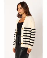 Women's Sapphire Striped Button Front Cardigan