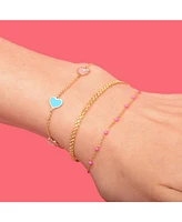 The Lovery Mother of Pearl and Turquoise Mixed Heart Station Bracelet 14K Gold