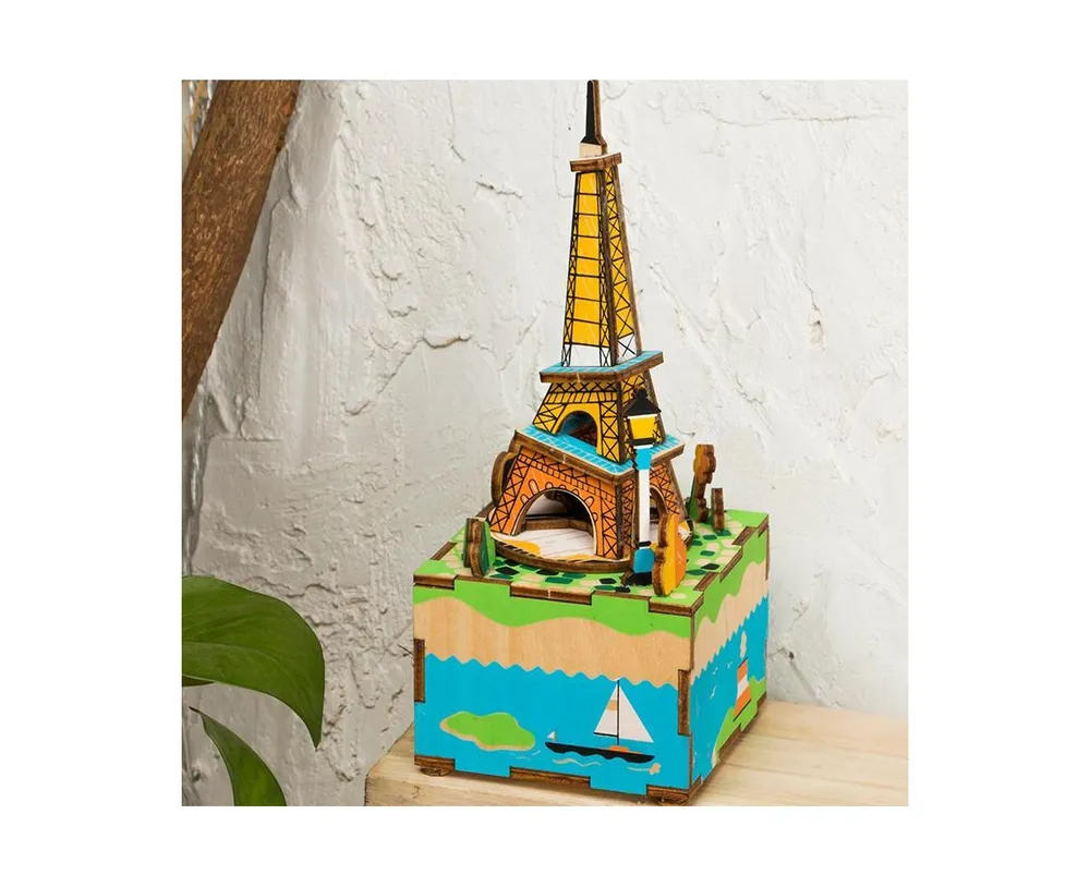 Diy 3D Wood Puzzle Music Box: Romantic Eiffel - 41 Pieces