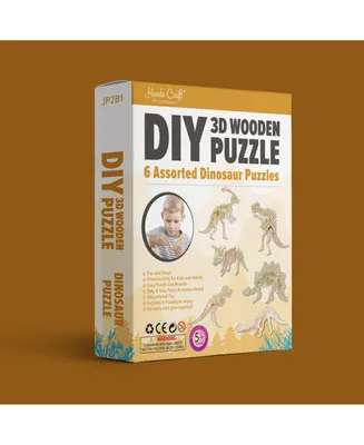 Diy 3D Wood Puzzle 6 Assorted Dinosaur Puzzle Set