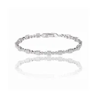 Square Tennis Bracelet with White Diamond Cubic Zirconia