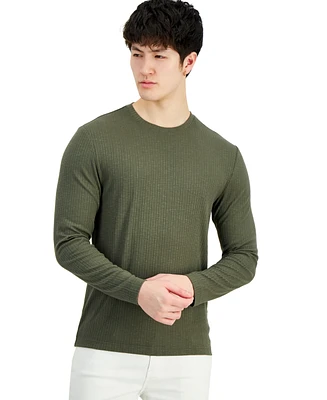 I.n.c. International Concepts Men's Long-Sleeve Crewneck Variegated Rib Sweater, Created for Macy's