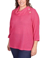 Ruby Rd. Plus Size Soft Sequin Cowl Neck Top