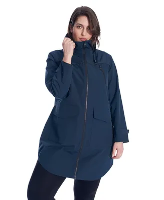 Women'S Plus Rain - Weather Resistant Raincoat With Drawstring Hood