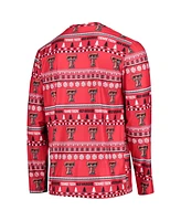 Men's Concepts Sport Red Texas Tech Raiders Ugly Sweater Long Sleeve T-shirt and Pants Sleep Set