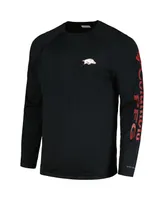 Men's Columbia Black Arkansas Razorbacks Terminal Tackle Omni-Shade Raglan Long Sleeve T-shirt