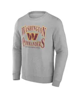 Men's Fanatics Heather Gray Distressed Washington Commanders Playability Pullover Sweatshirt
