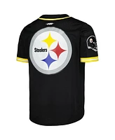 Men's Pro Standard T.j. Watt Black Pittsburgh Steelers Mesh Baseball Button-Up T-shirt