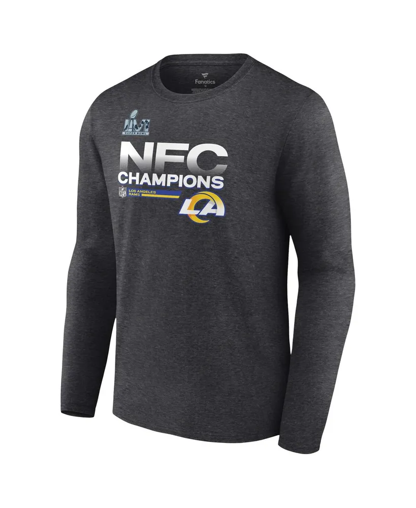 Men's Fanatics Heathered Charcoal Los Angeles Rams 2021 Nfc Champions Locker Room Trophy Collection Long Sleeve T-shirt
