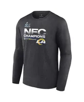 Men's Fanatics Heathered Charcoal Los Angeles Rams 2021 Nfc Champions Locker Room Trophy Collection Long Sleeve T-shirt