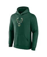 Men's Fanatics Hunter Green Milwaukee Bucks Primary Logo Pullover Hoodie