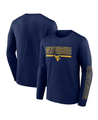 Men's Profile Navy West Virginia Mountaineers Big and Tall Two-Hit Graphic Long Sleeve T-shirt