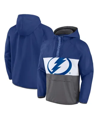 Men's Fanatics Blue Tampa Bay Lightning Flagrant Foul Anorak Raglan Half-Zip Hoodie Jacket