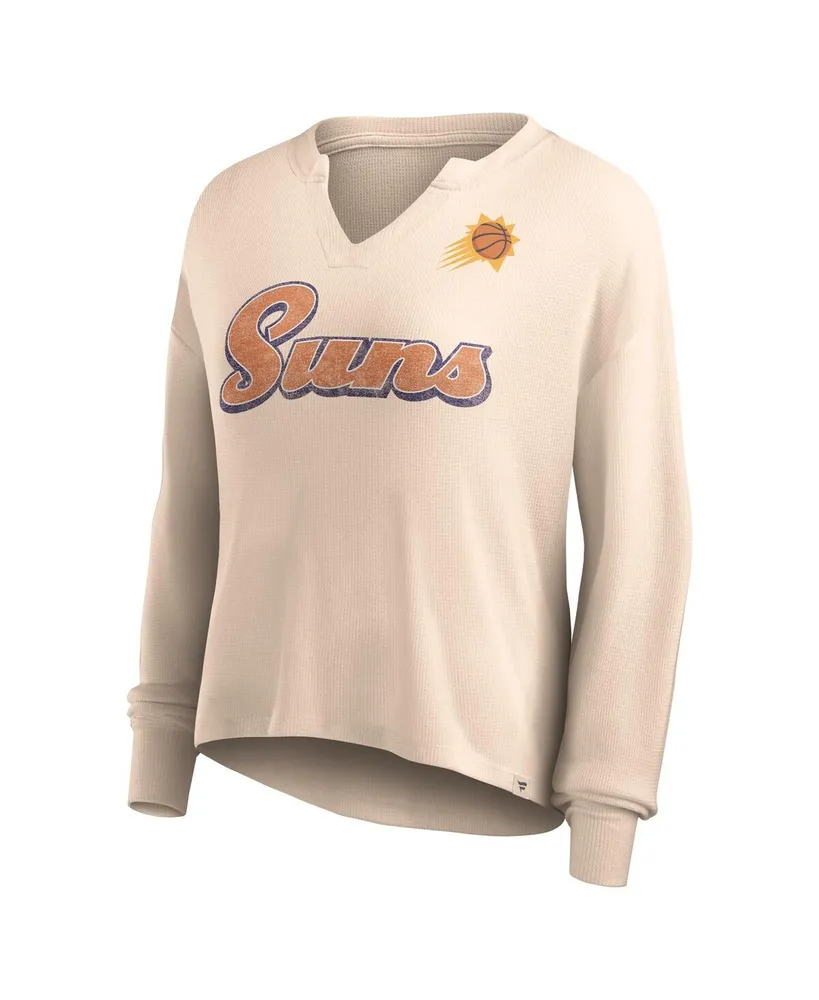 Women's Fanatics Tan Distressed Phoenix Suns Go For It Long Sleeve Notch Neck T-shirt