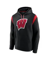 Men's Fanatics Black Wisconsin Badgers Gym Rat Pullover Hoodie