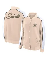 Women's Fanatics Tan New Orleans Saints Lounge Full-Snap Varsity Jacket