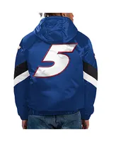 Men's Starter Royal Kyle Larson Home Team Satin Half-Zip Hoodie Jacket