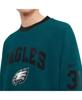 Men's Tommy Hilfiger Midnight Green Philadelphia Eagles Reese Raglan Tri-Blend Pullover Sweatshirt