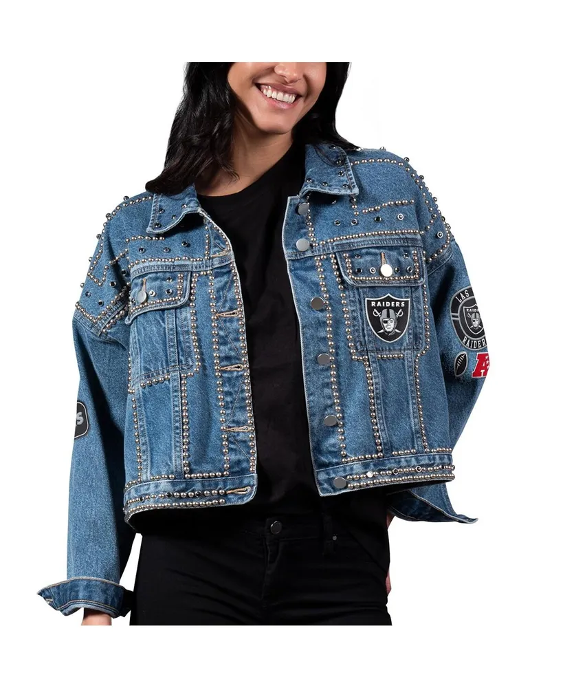 Women's G-iii 4Her by Carl Banks Las Vegas Raiders First Finish Medium Denim Full-Button Jacket