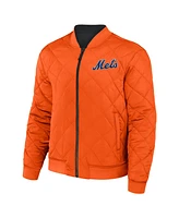 Men's Darius Rucker Collection by Fanatics Black, Orange New York Mets Reversible Full-Zip Bomber Jacket