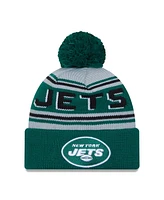 Men's New Era Green New York Jets Main Cuffed Knit Hat with Pom