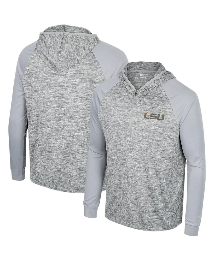 Men's Colosseum Gray Lsu Tigers Cybernetic Raglan Quarter-Zip Hooded Top