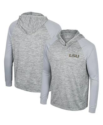 Men's Colosseum Gray Lsu Tigers Cybernetic Raglan Quarter-Zip Hooded Top