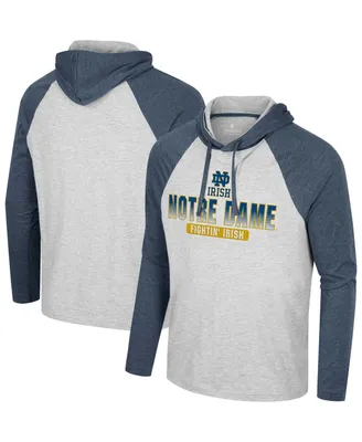Men's Colosseum Heather Gray Notre Dame Fighting Irish Hasta La Vista Raglan Hoodie Long Sleeve T-shirt