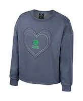 Big Girls Colosseum Navy Notre Dame Fighting Irish Audrey Washed Fleece Pullover Crewneck Sweatshirt