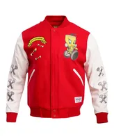 Men's Freeze Max Red Looney Tunes Franken Tweety Varsity Full-Snap Jacket