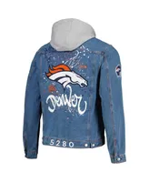 Men's The Wild Collective Denim Denver Broncos Hooded Full-Button Jacket