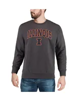 Men's Colosseum Charcoal Illinois Fighting Illini Arch and Logo Crew Neck Sweatshirt