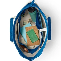 Lands' End Natural 5 Pocket Zip Top Canvas Tote Bag
