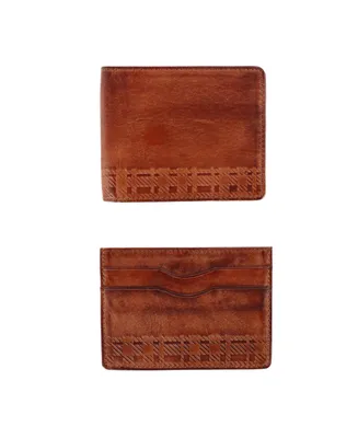 Trafalgar Caelen Plaid Embossed Bi-Fold Wallet and Card Case Combo
