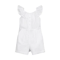Hope & Henry Girls' Ruffle Collar Button Front Eyelet Romper