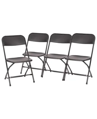 4 Pack Of Zia All-Weather, Extra Wide Contoured Plastic Folding Chairs With Metal Frame And 650 Lb. Static Weight Capacity