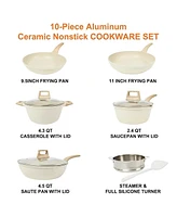10-Piece Nonstick Ceramic Cookware Sets, Granite Pots and Pans Set