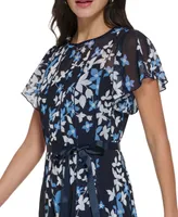 Jessica Howard Women's Printed Round-Neck Seamed Dress