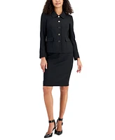 Le Suit Button-Up Slim Skirt Suit, Regular and Petite Sizes