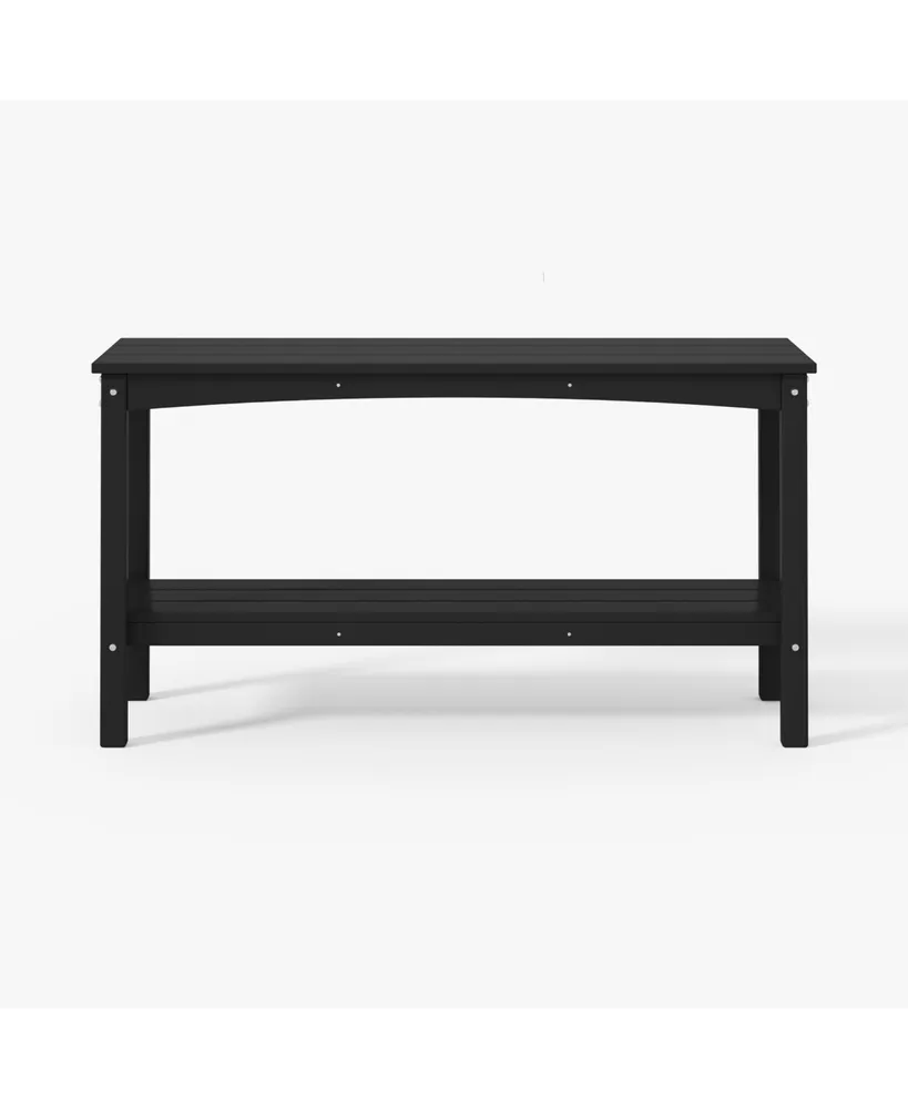 55" Outdoor Patio Hdpe Adirondack 2-Tier Shelf Console Table