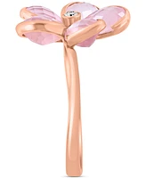 Effy Rose Quartz (5-3/8 ct. t.w.) & Diamond (1/20 ct. t.w.) Flower Ring in 14k Rose Gold