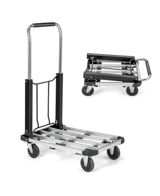 Folding Hand Truck Aluminum Utility Dolly Platform Cart with Extendable Base