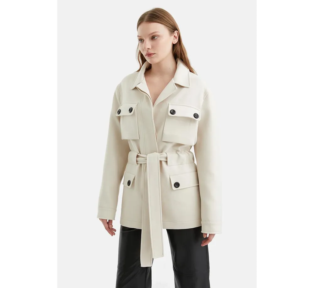 Women's Belted Fluffy Jacket